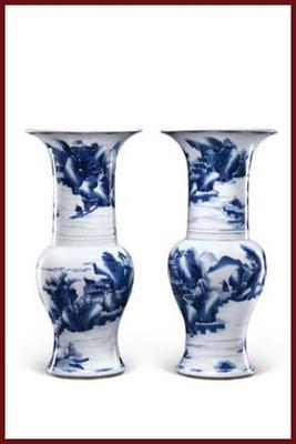 青花山水人物圖花觚的鑒定、交易與市場走勢